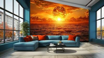  Image of a Sunset Planet Wall mural