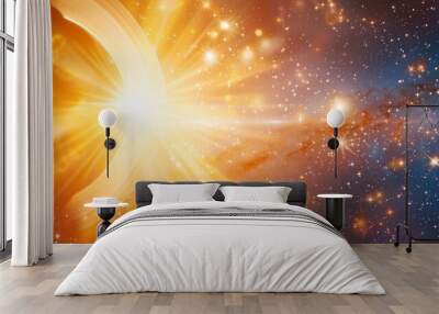  Image of space with burst of stars surrounding a bright central star Wall mural