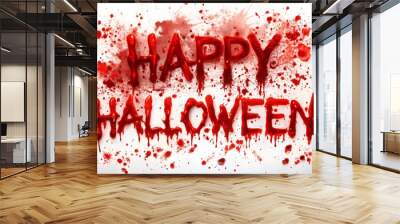 A brightly colored bloody happy Halloween sign. Banner, horizontal postcard. Wall mural