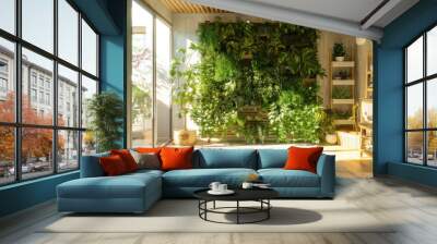 A cozy living room filled with vibrant indoor plants ,Houseplant Appreciation Day Wall mural