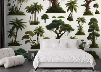 A group of tree design drawing graphics and plants eyecatching vector unique highquality. Wall mural