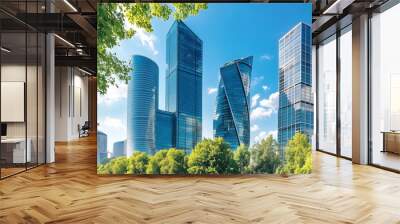 A modern business urban landscape with green spaces. Banner for business centers, parks and urban architecture Wall mural