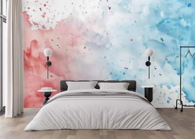 Abstract blue-white-red watercolor background in the colors of flags of different states Wall mural