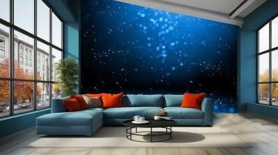 Abstract bokeh on dark blue background. Holiday concept Wall mural