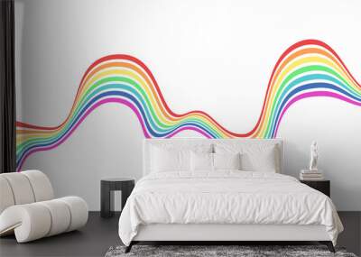 Abstract element with wavy, curved rainbow lines. Vector illustration of stripes with optical illusion. Wall mural