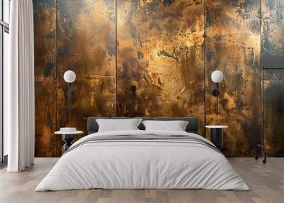 Abstract metallic texture with rich bronze and gold tones. Concept of industrial design. Textured background. Wall mural