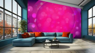 Abstract purple and pink glare circles background with bokeh in vector. Cute bubble pattern for party decoration. Wall mural