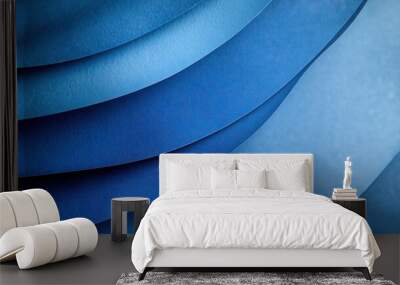 Abstract wave watercolor background in blue colors Wall mural