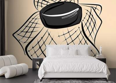 Accessory for the face. Fashionable black women s hat with a veil on the face. Vector on an isolated background. Portrait mask. Wall mural