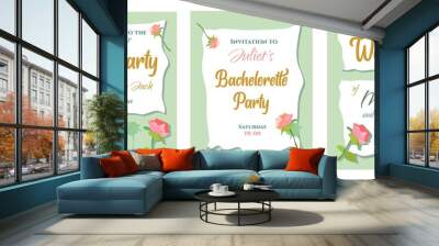 An invitation to a wedding, a summer tea party, a wedding. A postcard and an invitation. A card and an envelope. Holiday and celebration. Party and bachelorette party. Fun at dinner. A dinner party Wall mural