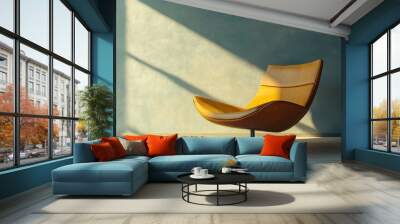 Artistic shot of a rare mid-century modern lounge chair, set against a minimalist backdrop, highlighting the sleek lines and craftsmanship. Wall mural