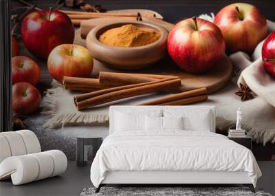 autumn baking with fresh apples spice Wall mural