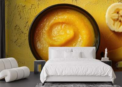 bananas and mashed bananas. Selective focus Wall mural