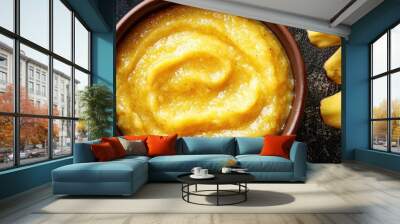 bananas and mashed bananas. Selective focus Wall mural