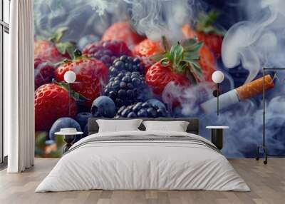 berries smoke electronic cigarette. Selective focus Wall mural