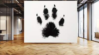 Black cat Handprint isolated on solid white background. ai generative Wall mural