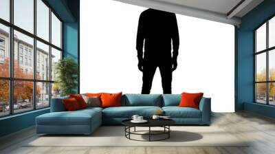 Black man silhouette in full growth in jeans and a sweater Wall mural