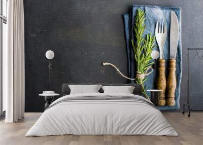 Table setting with rosemary Wall mural