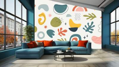 Set of hand drawn abstract nature organic shapes and doodle objects. Abstract contemporary modern trendy vector illustration. Aesthetics Matisse. Wall mural