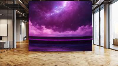 Celestial Podium with Violet Galaxy Background Wall mural