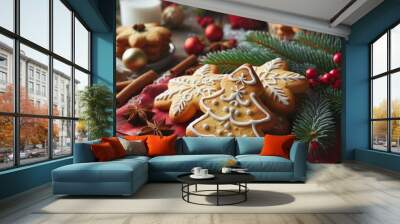 christmas cookies and christmas decorations Wall mural