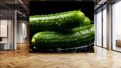 closeup of a cucumber in a drop of water Wall mural