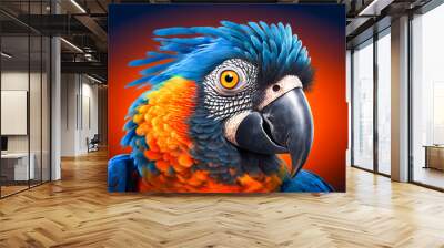 Cute parrot on the simple background, super photo realistic, generative ai Wall mural