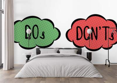 Do and Don't cute icons, vector elements in comic book style in speech bubbles, used to indicate rules of conduct or response versions. Wall mural