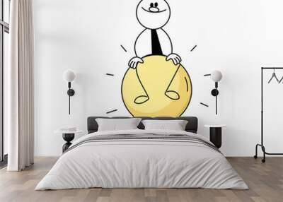 Doodle stick figure: Man with loudspeaker. Call buyers. Big Discount.  Wall mural