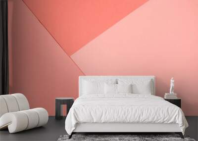 Living Coral abstract geometric paper background. Color of the year 2019. Main trend concept. Wall mural