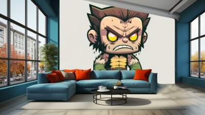 cartoon superhero zombie monster character illustration isolated on white background, caricature comic style art, deformed regeneration human flat design, generative ai Wall mural