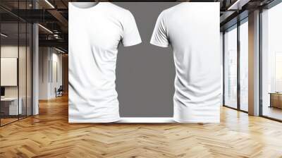 white t shirt template, front and back, white background, 3d tshirt mockup with shadows, generative ai Wall mural