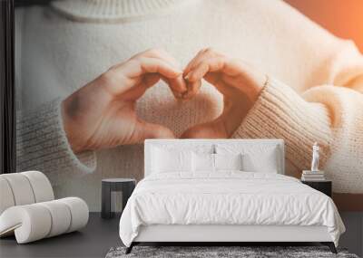 Female hands in the form of heart. Love and care concept. Wall mural