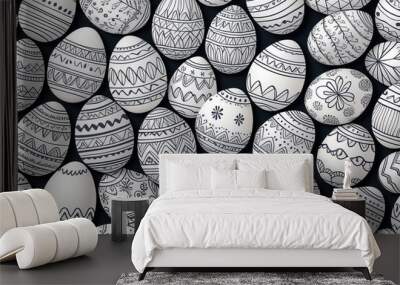 Festive spirit with a doodle-style finesse. Easter eggs in watercolor style. Wall mural