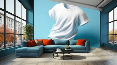 floating blank white t shirt mockup. ai generative Wall mural