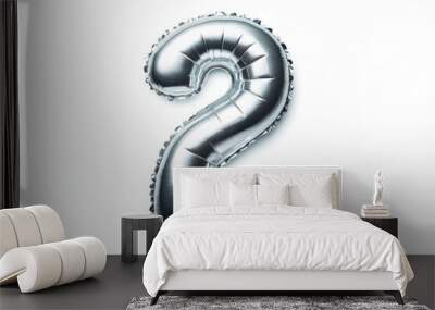 foil balloon number 2 isolated on white background. ai generative Wall mural