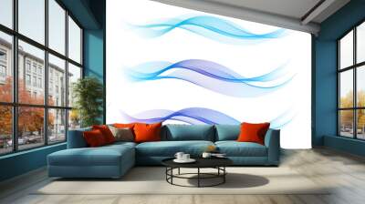 Blue Abstract Lines - Waves Wall mural