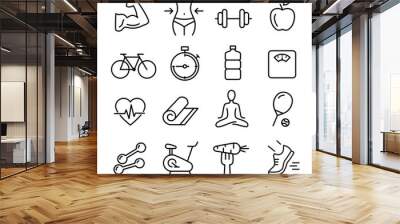 Healthy Lifestyle Icon Set Wall mural