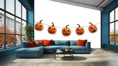 halloween festive garland of pumpkins isolated on a white background. getting ready for a halloween  Wall mural