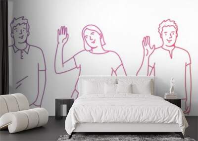 Happy people greeting gesture.Rainbow. Wall mural