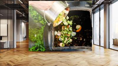 Kitchen Compost Bin with Food Scraps Wall mural