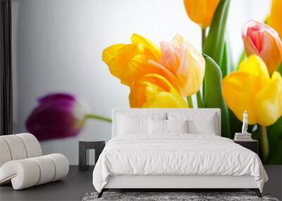 spring fresh bouquet of colorful beautiful tulips Wall mural