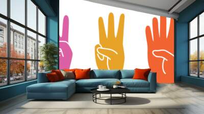 Human hands set. Different gestures Wall mural