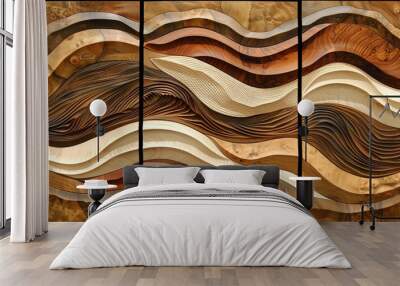 Intricate Abstract Wooden Wall Art with Natural Patterns. Wall mural