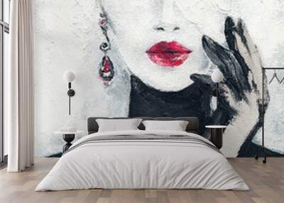 beautiful woman. fashion illustration. watercolor painting Wall mural