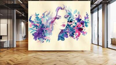 beautiful woman. fashion illustration. watercolor painting
 Wall mural