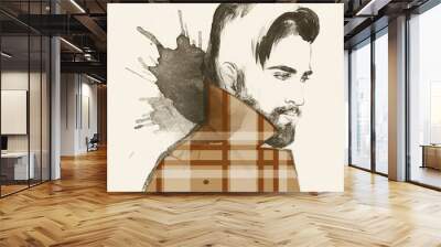 Fashion portrait. young beautiful man.  Wall mural