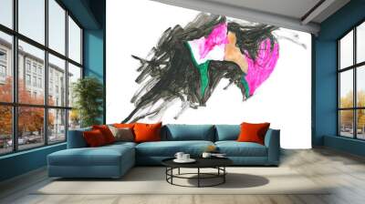 man and woman. kiss. watercolor illustration Wall mural