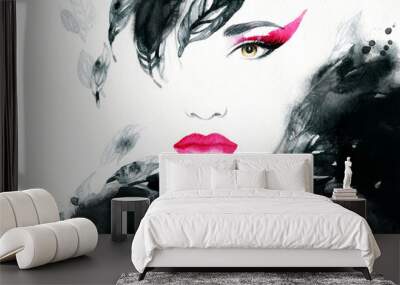 woman portrait  .abstract  watercolor .fashion background Wall mural