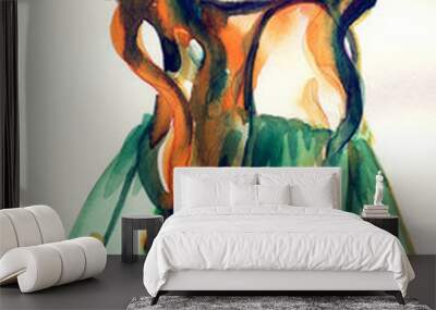 woman portrait  .abstract  watercolor Wall mural